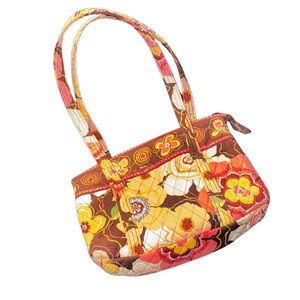 Vera Bradley Buttercup Brown Yellow Floral Shoulder Bag | Retired Quilted Purse